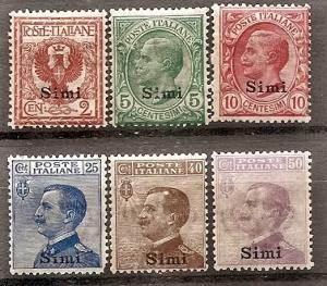 AEGEAN ISLS.-Simi  1//8 (6) MINT OG 1912 Definitives