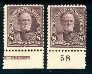 USAstamps Unused FVF US 1894 Bureau Issue Sherman Pair Scott 257 OG Mint