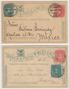 MEXICO 1895 PS MEPSI PC68 & PC80 with 1 Cent CARDS ACAMBARO & CUERNAVACA Cds