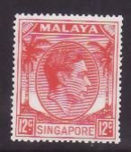 Singapore-Sc#10- id9-unused og NH 12c rose red KGVI-1952-