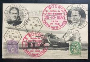 1930 France Early Airmail Postcard Cover Paris New York Final Flight Service