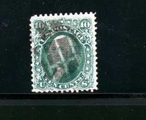 U.S. #89 (U308) Washington 10¢ green 1868, used, FVF, CV$325.00