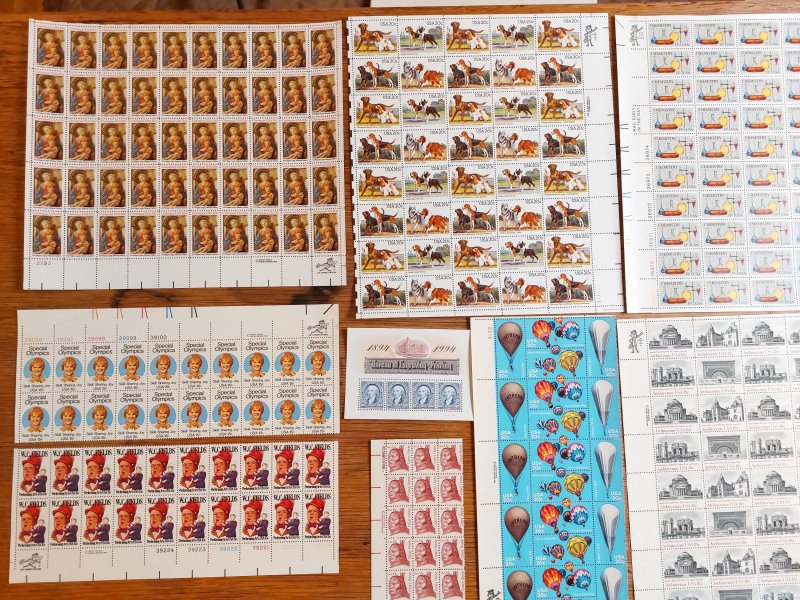 USA 1970-1990. Postage: stamps, sheets, booklets, valid Face value 100 $ (Lot52)