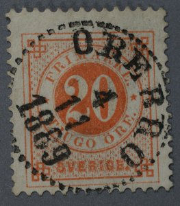 Sweden #46 Used VG/Fine HRM Complete Place Cancel OREBRO Date 4 11 1889