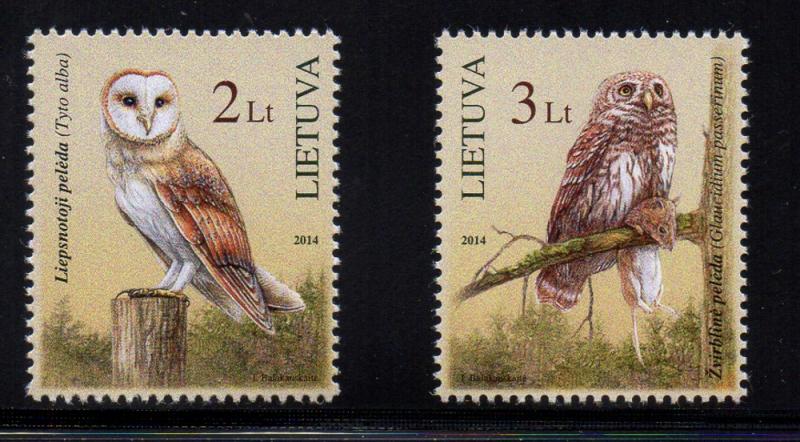 Lithuania Sc 1022-3 2014 Owls stamp set mint NH