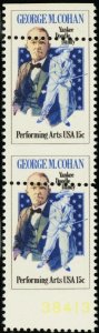 1756, Mint NH 15¢ HUGE Misperforation Error Pair George Cohan - Stuart Katz