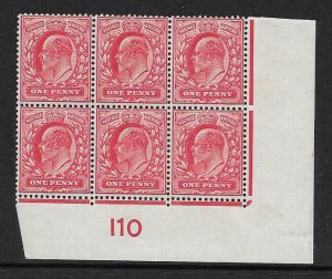 M5(1) 1d Scarlet EDVII De La Rue control I10 Imperf UNMOUNTED MINT