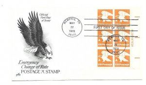 1735 'A' eagle 'mail early in the day' block of 6,  ArtCraft FDC