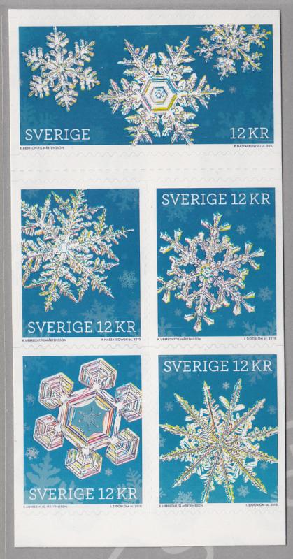 Sweden 2010 MNH Block of 5 12k Snowflakes
