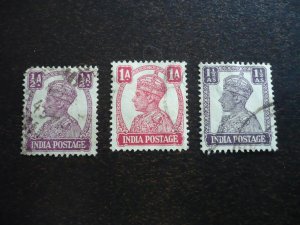 Stamps - India - Scott# 169,171,172a - Used  Partial Set of 3 Stamps