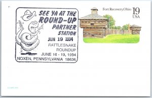 US SPECIAL EVENT POSTAL CARD RATTLESNAKE ROUNDUP AT NOXEN PENNSYLVANIA 1994