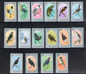 1976 ST. Lucia - Uccelli Differenti - 16 Value Series - Yvert Tellier n. 386-401