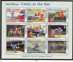 Gambia #1441  2d Casey At The Bat Disney miniature sheet of 9 (MNH) CV$9.00