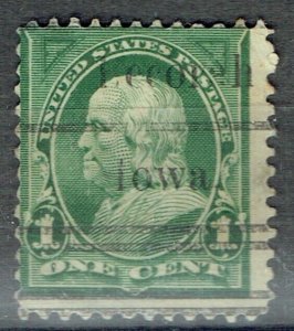 1898 1c Franklin Precancel ERROR f/DECORAH IA(279-L-1TS) Reads: Becorah scarce