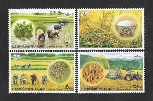 SD)1999 THAILAND  THE CULTIVATION OF RICE, 4 TIMBERS MNH