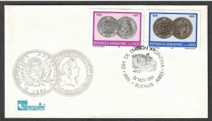 Argentina # 1327 - 1328 , Peso Coin Centenary FDC - I Combine S/H