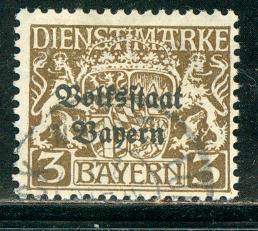 German States Bavaria Scott # O20, postally used, variation