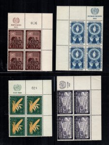 UN 8 MNH inscription blocks