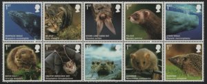 Great Britain 2009 MNH Sc 2784a 1st land and Sea mammals Block of 10