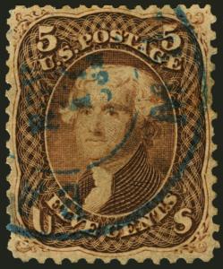 Classic U.S. #76 5c Brown 1863 VF Used Rare Lovely