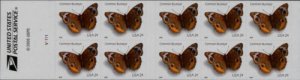 4001b MNH Book of 10, 24c Common Buckeye Butterfly,  P#V1111 *