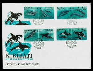 Kiribati: 1994, Whales and their Young, set of Fine used on 2 First day covers.