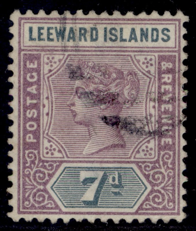 LEEWARD ISLANDS QV SG6, 7d dull mauve & slate, FINE USED. Cat £30.