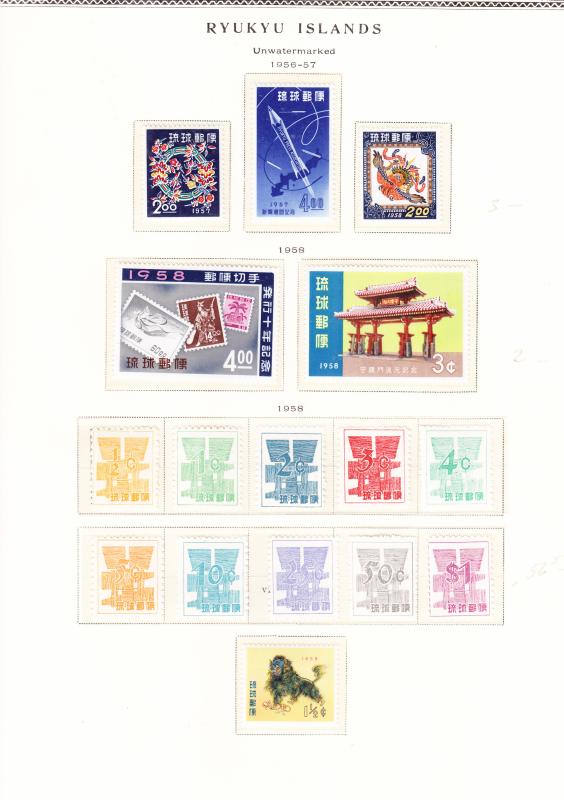 Ryukyu Islands Collection on Scott Specialty Pages NH/Mint/Used (**)(*)(o) VF