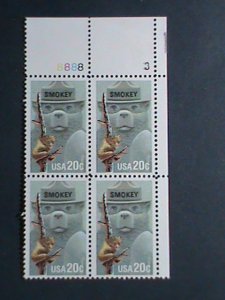 ​UNITED STATES -1984 SC#2096  SMOKEY BEAR -MNH PLATE  BLOCK OF 4 VF