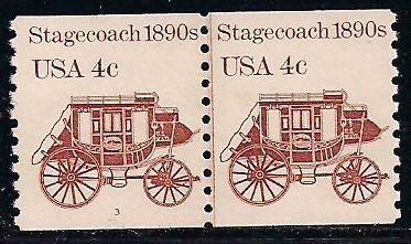 US 1898A MNH - Line Pair - Plate 3 - Stagecoach