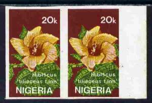 Nigeria 1987 Flowers - Hibiscus 20k imperf marginal pair ...