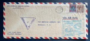 Malaya 1941 Pan American AS Singapore to Honolulu First Flight Cover WWII Censor