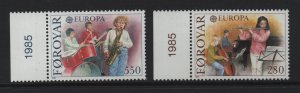 Faroe Islands #125-126  MNH  1985 Europa  children taking music lessons