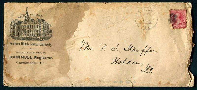 1892 Southern Illinois Normal University - Carbondale, IL to Holder, IL - Letter