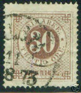 Sweden Scott 25 1872 stamp CV $9.25