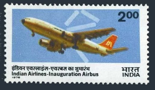 India 744, MNH. Michel 701. Indian Airlines Airbus, 1976.