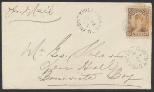 1903 Newfoundland Cover Twillingate to Open Hall via Labrador TPO