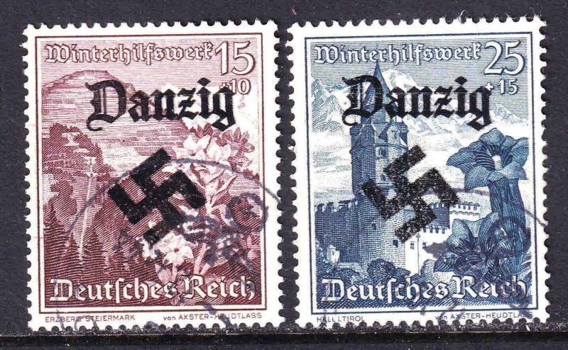 GERMANY B129-B130 DANZIG OVERPRINT FELDPOST CDS F/VF TO VF SOUND