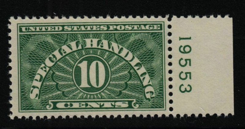 1940 Sc QE1a Special Handling wet printing 10c MNH plate number Hebert $30