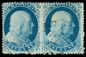 momen: US Stamps #22 Var. Used Pair PF Cert