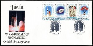 Tuvalu 680a-680d, FDC. Michel 701-704. 1st Manned Moon Landing, 25th Ann. 1994.