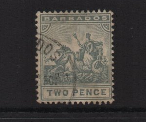 Barbados 1910 SG166 MCA watermark two pence used