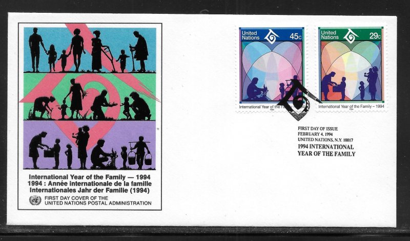 United Nations NY 637-638 Year of Family Geneva Cachet FDC First Day Cover