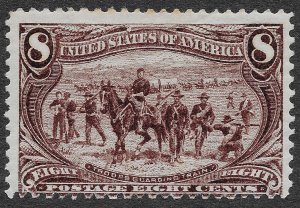 US Stamps Scott #289 MH 8c Trans-Mississippi Troops Guarding Wagon SCV $140