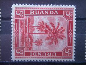 RUANDA URUNDI, 1942, MNH 5c, Oil Palms, Scott 68