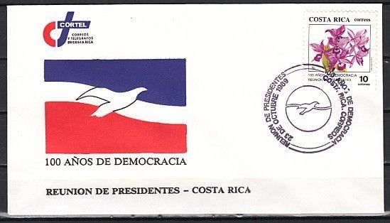 Costa Rica, Scott cat. 420. Democracy issue, with Orchid on a First day cover.