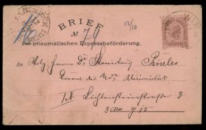 Austria Empire 1891 Rohrpost Pneumatic Mail Postal Stationery Envelope G67164