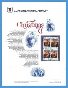 USPS COMMEMORATIVE PANEL #25 CHRISTMAS 1973 #1507