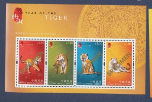 HONG KONG -  - MNH   S/S -  SPECIMEN o/p- Year of the Tiger Cat - 2010
