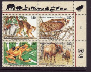 United Nations Geneva-Sc#267A-unused NH sheet-Birds-Endangered Species-1995-